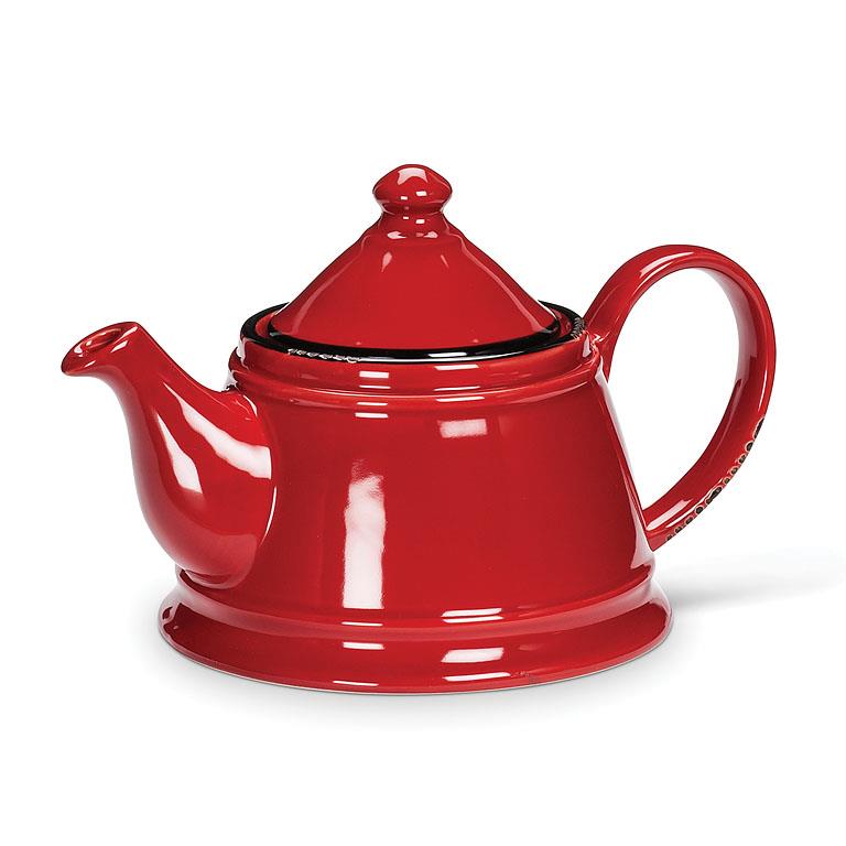 Enamel Look Teapot RED